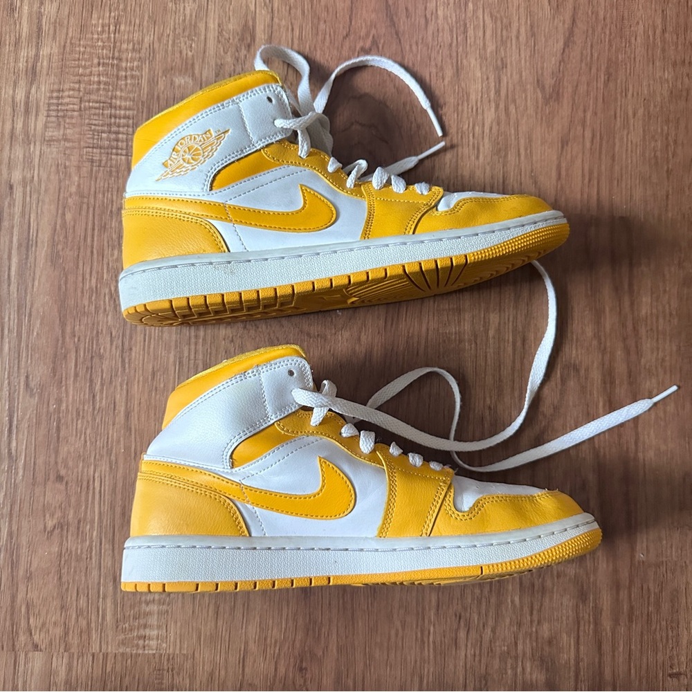 Nike Air Jordan White University Gold High-Top Sneakers - Picture 2 of 14